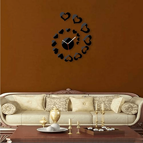 New Rushed Modern Design DIY Wooden Wall Clock - Hearts Wooden Wall Clock - ValueBox
