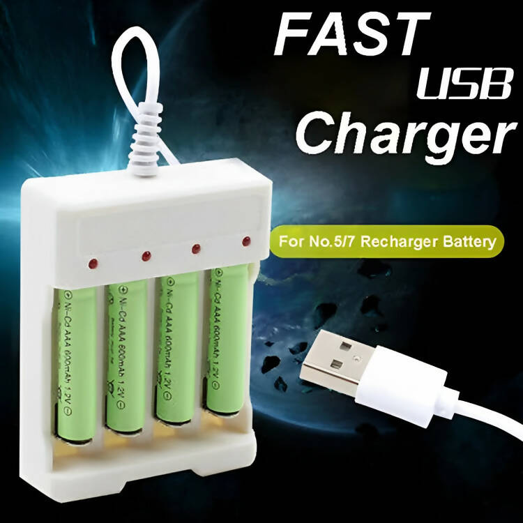 4 Slots USB Fast Charging li-ion/ni-mh Battery Charger for AA/AAA batteries