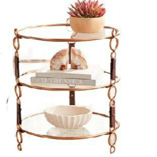 Decore to adore-Tempered clear glass shelves- Winchester three-tier glass round accent table- 22 1/2" 3-Tier Glass Accent Table - ValueBox