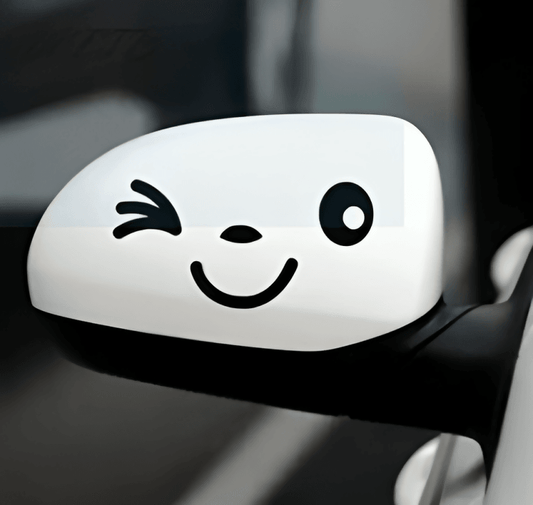 10cm*5cm 2Pcs Smiley Face Car Rearview Mirror Sticker Car Decal For toyota car styling