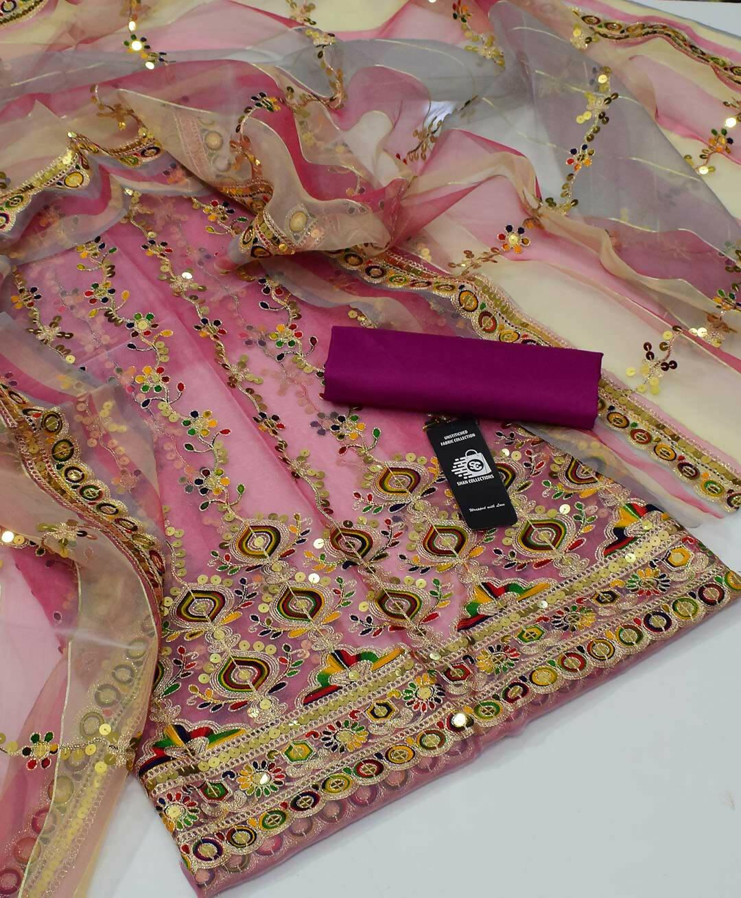 3 PC Embroidered Shirt & Dupatta With Khathan Trouser - ValueBox