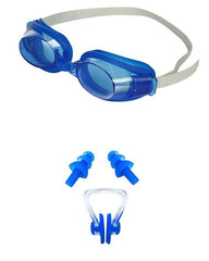 Set of 2 - Fashion Anti Fog UV Swimming Glasses and Nose Ear Plug Set