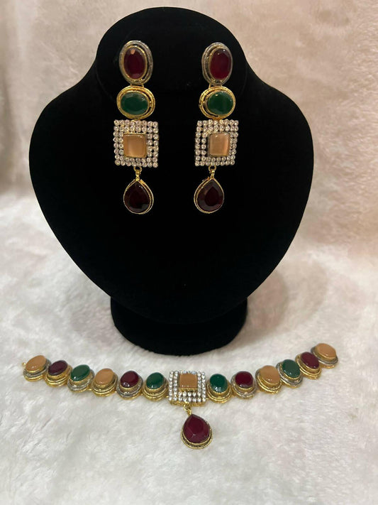 Fancy Indian Necklace Set multi colour