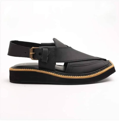 Black Shine Kaptaan Chappal | Peshawari Chappal Kheri for Men - ValueBox