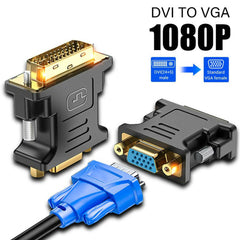 Dvi To Vga Connector (Dvi Male To Vga Female) Dvi-d To Vga Cable 24+1 25 Pin Dvi Male To Vga Female Video Converter For Pc Display - ValueBox