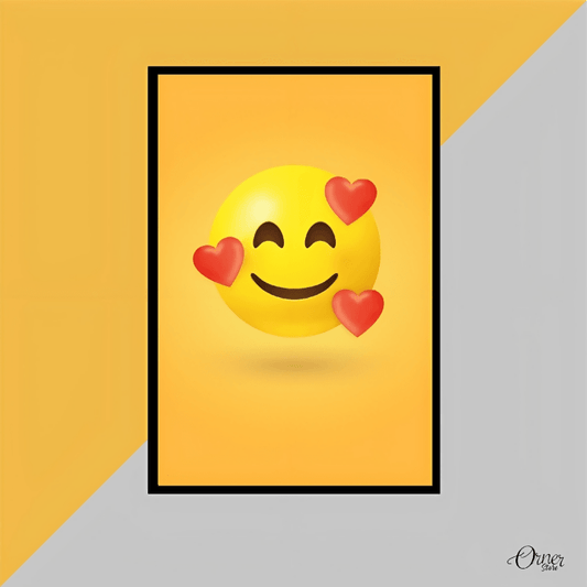 Home & Wall Decor Painting Smily Face With Heart | Emoji Wall Art - ValueBox