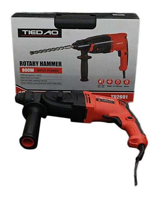 Tiedao Rotary Hammer Td2601 26mm Drill Machine - 100% Copper - Red