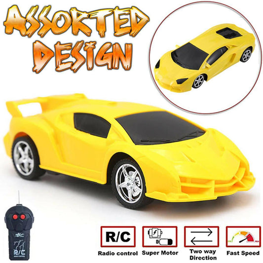 Remote Control 2 Channel Famous Sport Car Radio Control - Assorted Designs - Yellow - ValueBox