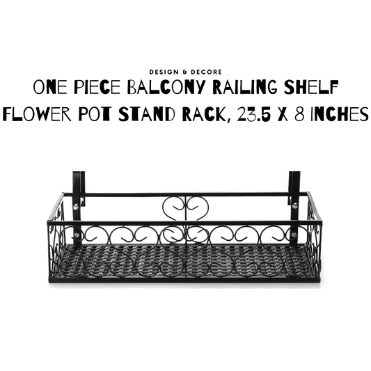 One Piece Balcony Railing Shelf Flower Pot Stand Rack, 23.5 Inches - ValueBox