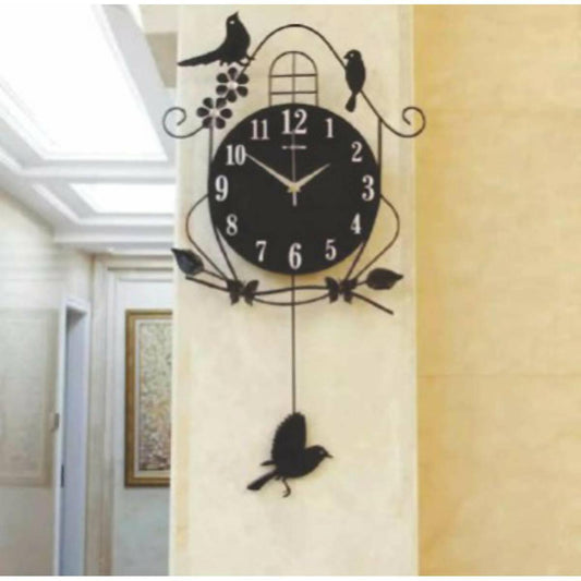 Modern Design Wall Clock Pendulum Birds Creative Glow in the Dark Clock - ValueBox