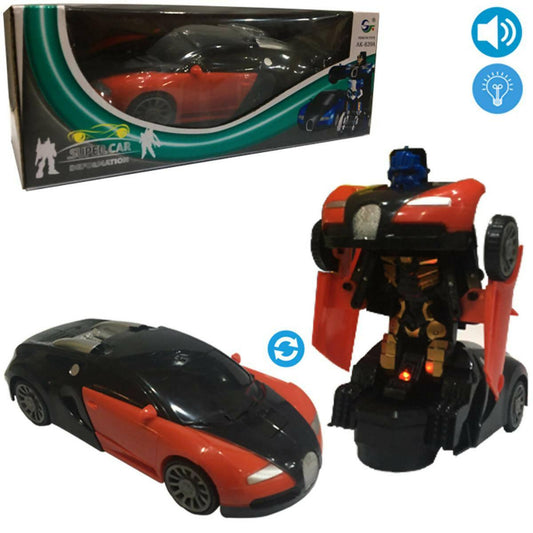 Transformer Bugatti Robot Car - Light & Music - Red