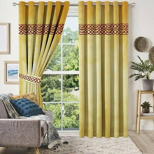 Velvet embroidery curtain Pack of 2 - ValueBox