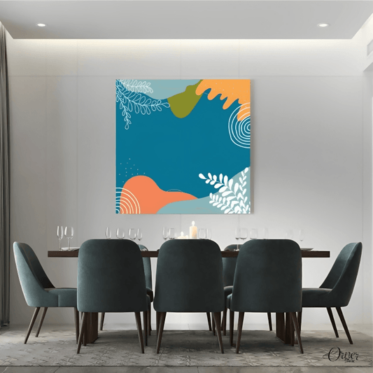 Blue Layered Vector Tropical (Single Panel) | Abstract Wall Art - ValueBox