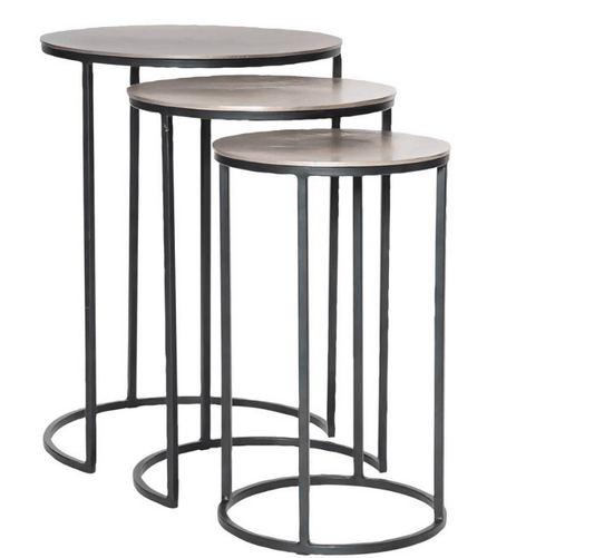 Decore To Adore Customize 3 Pieces 17″ Wide Aged Black Nesting Tables Fully Black Color - ValueBox