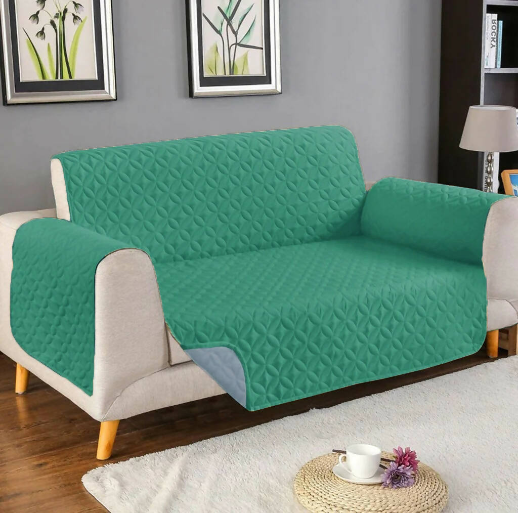quilted sofa cover - sea green