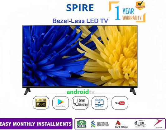 SPIRE 43 Inch Bezel-Less Smart LED TV - Android LED TV - 1 Year Warranty