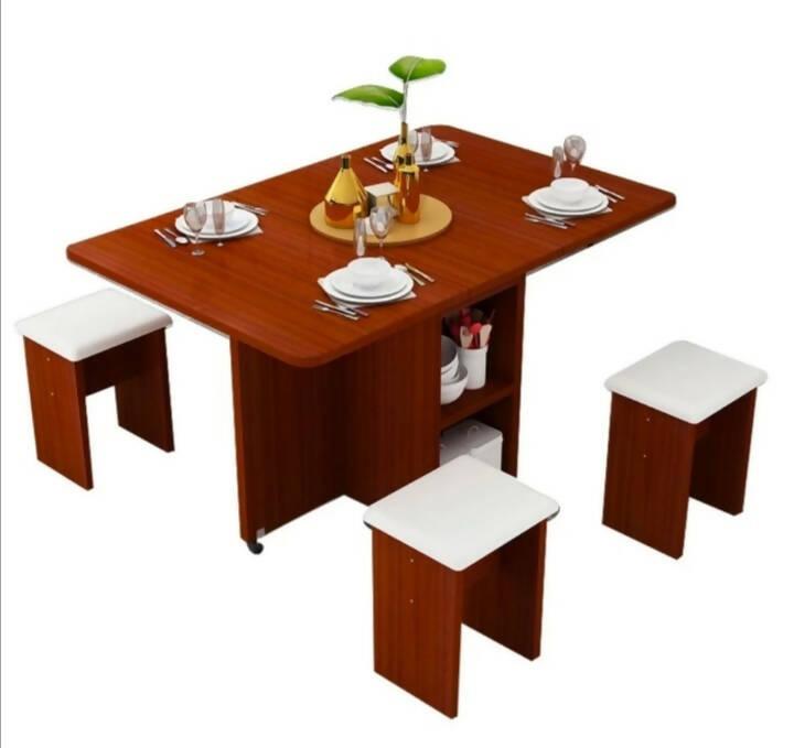 Multifunctional 5 Piece Foldable Dining Table and Chair Set Wooden Home Furniture - ValueBox