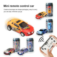 Mini Remote Control Soda Can Car 4 Channel With Front And Back Lights - 2.4GHz - Car Size Approx. 8cm - Blue - ValueBox