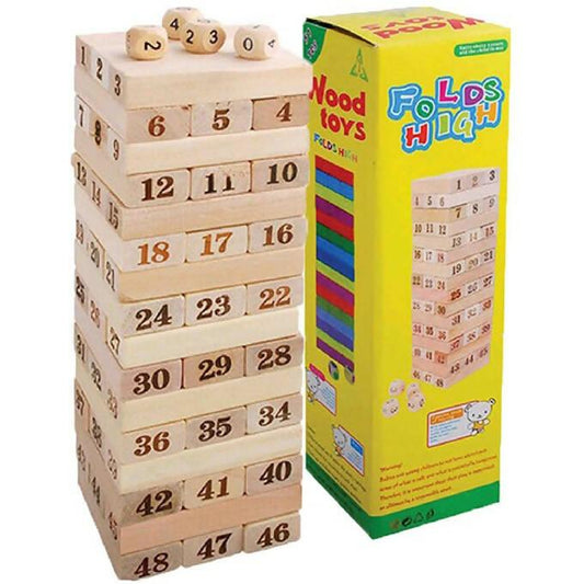 Jenga Number Wooden Stacking Tower Game for Kids & Adults - ValueBox