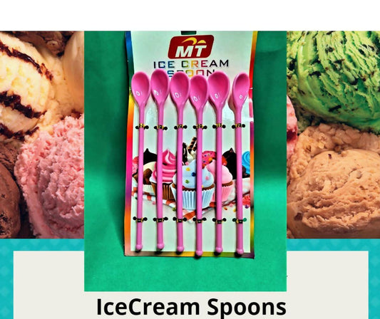 Long Handle Disposable Plastic Ice Cream Yogurt Dessert Mousse Cake Spoon One Pack Of 6 Spoons - ValueBox
