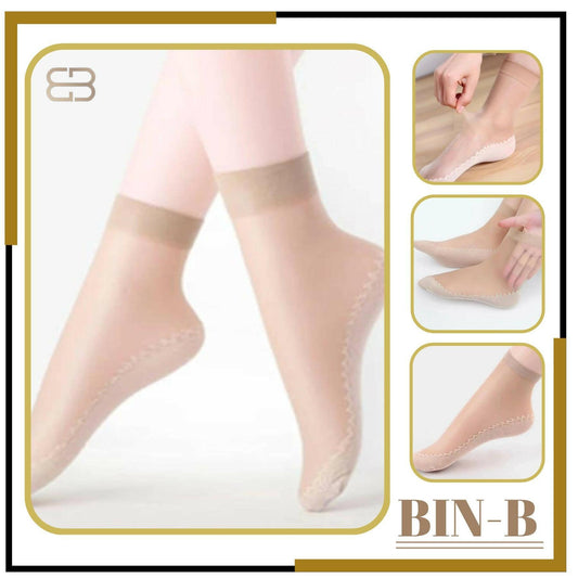 Pack of 2 PAirs Women Socks Velvet Silk Spring Summer Socks Breathable Soft Cotton Bottom Ankle Socks-Black - ValueBox