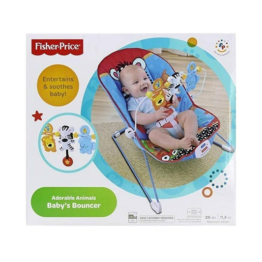 Fisher Price Baby Bouncer Toddler Rocker with Calming Vibration - Blue - ValueBox