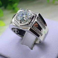 Shiny Luxury Silver Color Ring mens - ValueBox