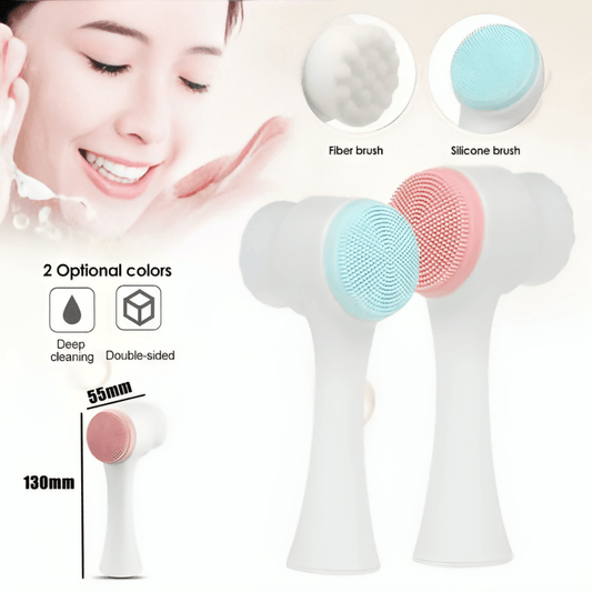 3D Double Sides Silicone Face Cleanser Facial Cleansing Brush Portable Face Cleaning Massage Tool