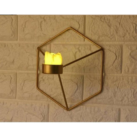 Metal Hexagonal Candle Holder Decorative Wall Hook Candle Hanger - ValueBox