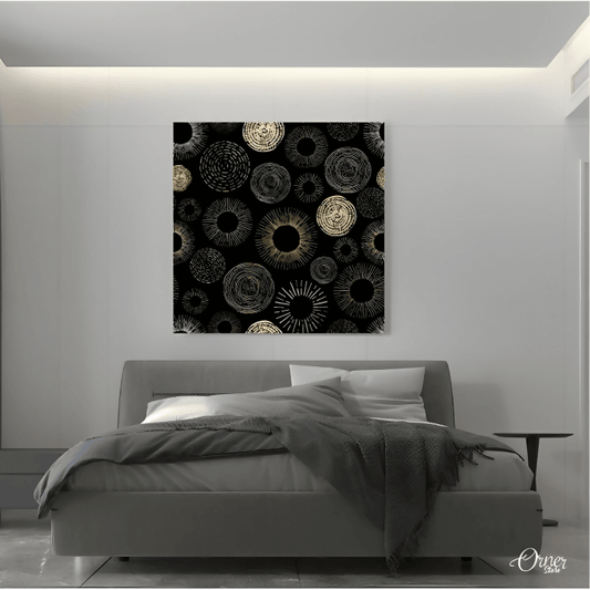 Affluent Black & Gold Circles (Single Panel) | Abstract Wall Art - ValueBox