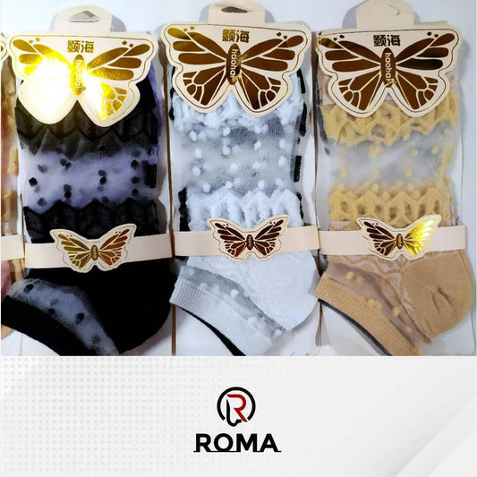 Pack Of 2 Butterfly Transparent Fancy Socks For Girls And Women - ValueBox