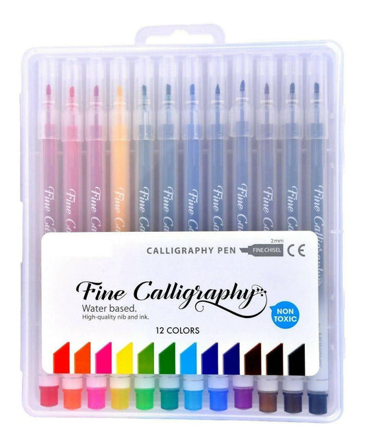 Mungyo Fine Calligraphy Pen Set Of 12 Assorted Colours - ValueBox