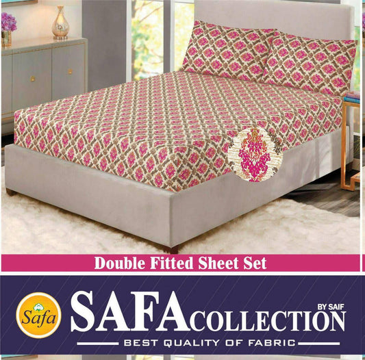 Fitted Bed Sheet 0091 Double Cotton SAFA Collection - ValueBox