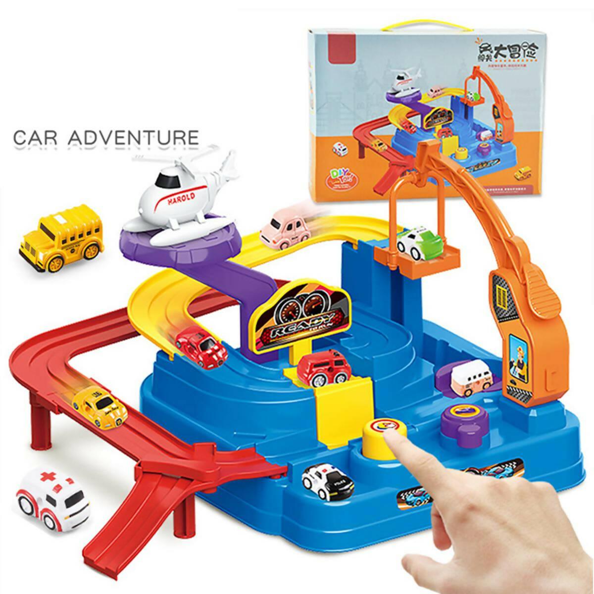 New Educational Car Adventure Race Track Toy Parking Garage Set with 2 cars - Mini - ValueBox