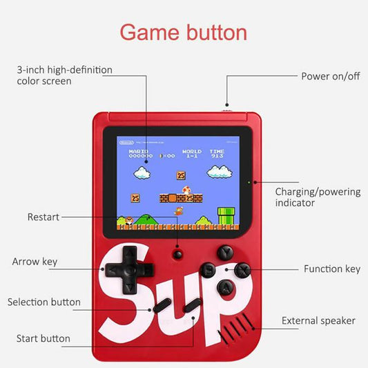 SUP - 2 Player Video Game 400 in 1 Portable Handheld Gaming Console - Red - ValueBox