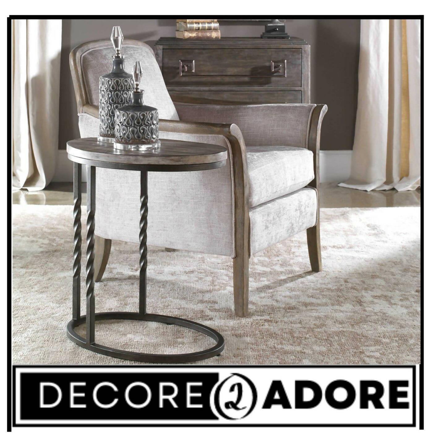 Decore To Adore Customize One Piece Geometric Uttermost Tauret 20″W Aged Metal With Black Wood Side Table - ValueBox