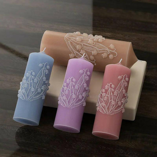 One Lilly of the Valley Flower Pattern in Scented Pillar Candles - ValueBox