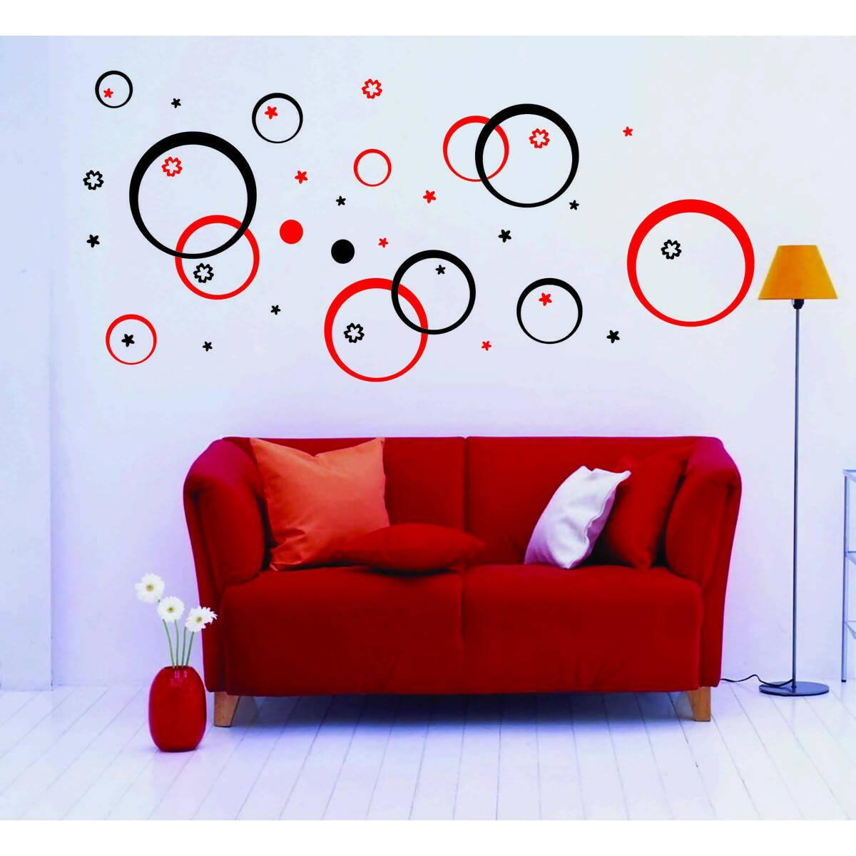 Polka Circles(14) Flowers(32) Wall Sticker for Kids Rooms Refrigerator DIY Rings, Polka Dots Home Decor, Decorations Wall Vinyl Decals - ValueBox