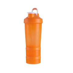 3 in 1 Sports Shaker Bottle For Gym - Storage & Pill Compartments - 450ml - Orange - ValueBox