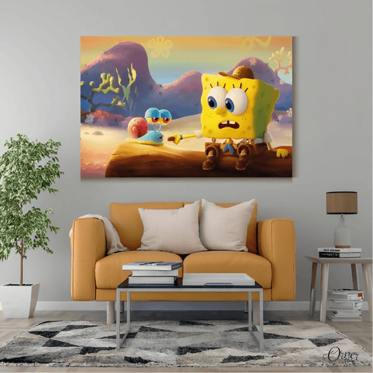 Home Decor & Wall Decor Painting SpongeBob SquarePants And Gary | Cartoon Poster Wall Art - ValueBox