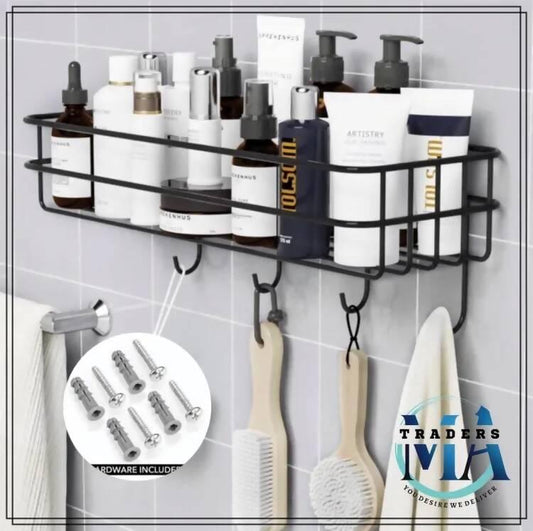 Kitchen Organizers Shelf Multipurpose Storage Basket for Kitchen & Bathroom Accessories Storage Rack for Dish Wash Liquids / Cosmetics Shampoo Holder, Household Punch Corner Frame Shelve MA53 - ValueBox