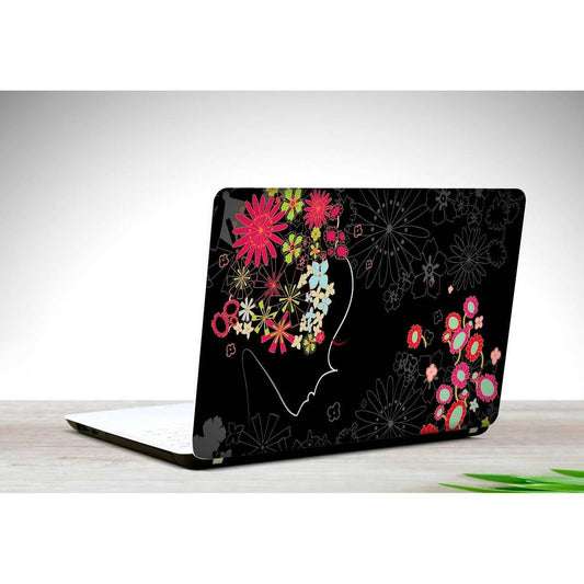 Abstract Women Girl Flowers Laptop Skin Vinyl - ValueBox
