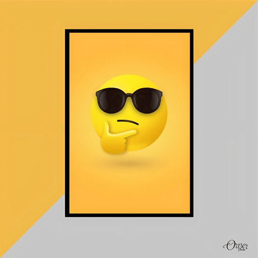 Painting Canvas Style Thinking With Sunglasses | Emoji Wall Art - ValueBox