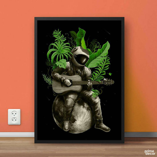 Astronaut Playing Guitar On Moon| Music Poster Wall Art