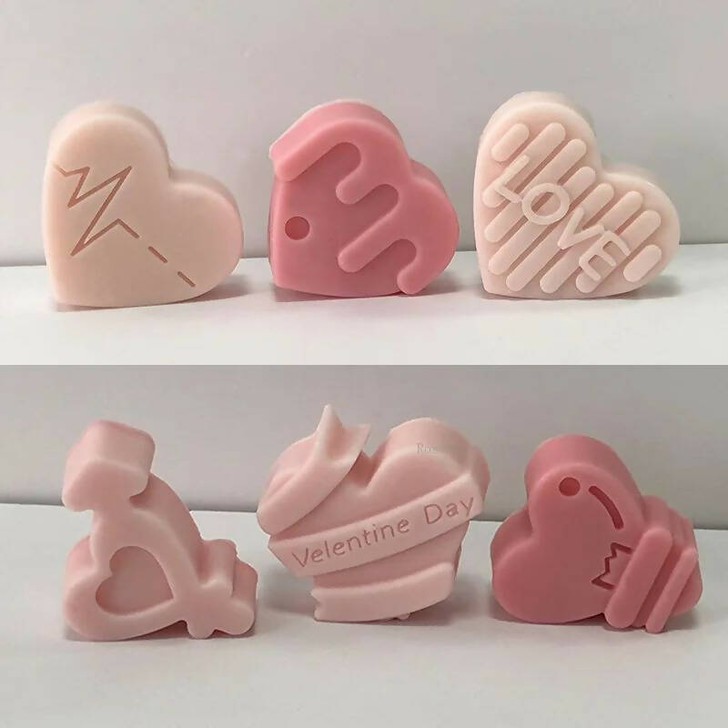 6 Different Styles Scented Heart Candles