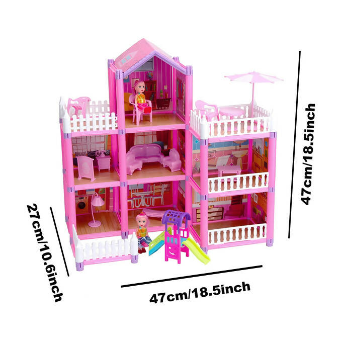 Dream Castle Big Doll House for Girls - 162 Pieces 3-Storey Villa Family DIY Accessories Assembly Toy Girl Gift