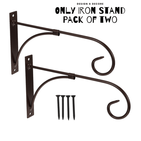 Iron Garden Wall Hanging Stand, Flower Plant Pot Bracket Hook Shelf Stand Holder - ValueBox