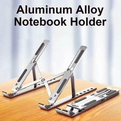 Foldable Adjustable Aluminum Laptop Stand Portable Desktop Holder Mounts - Premium Quality Portable Aluminum Foldable Laptop Metal Stand With Adjustable Height Folding Laptop Solid Stand With Anti Slip Rubber Grips