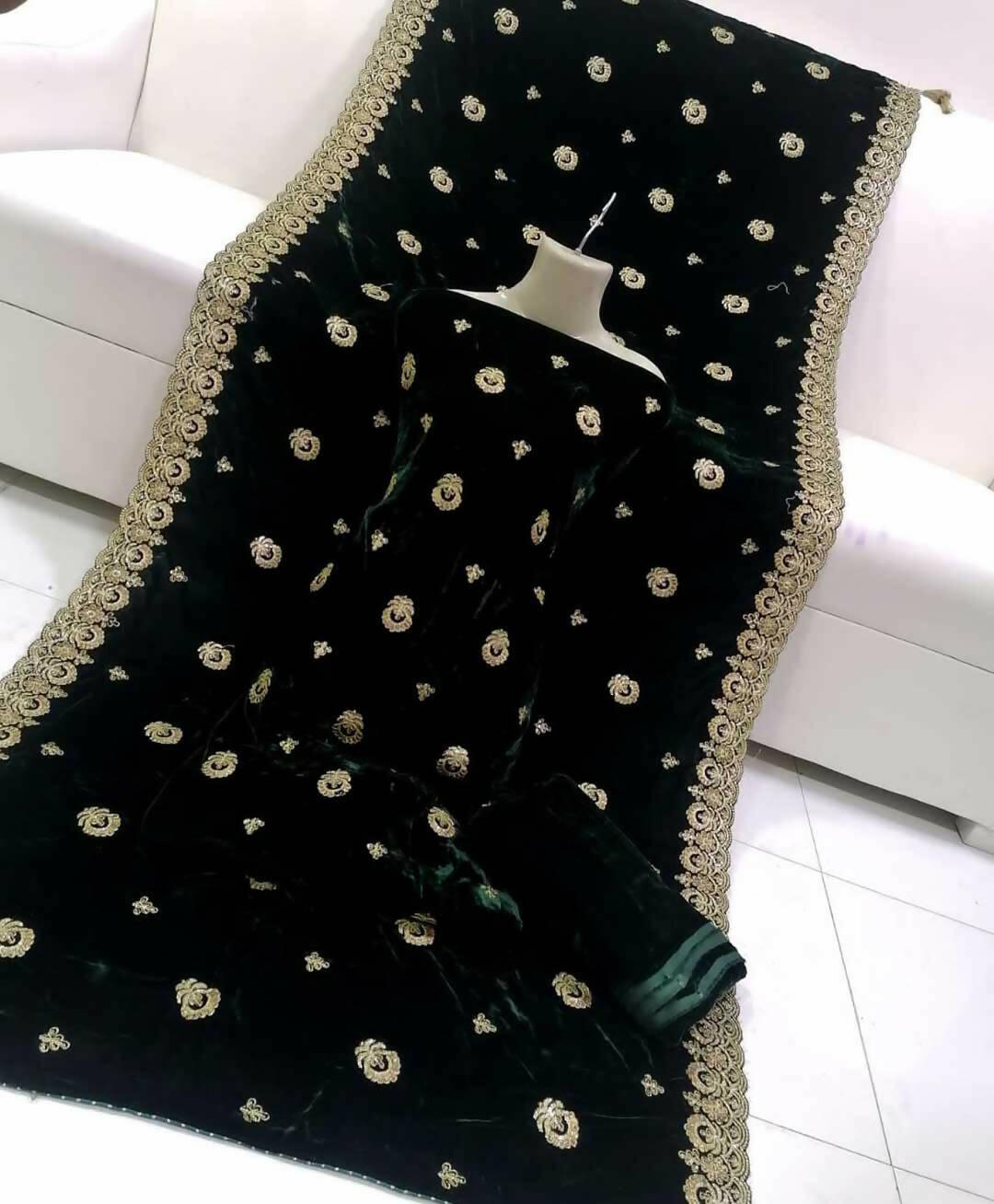 3 PC Unstitched Velvet Shirt, Dupatta And Trouser - ValueBox