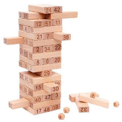 Jenga Number Wooden Stacking Tower Game for Kids & Adults - ValueBox